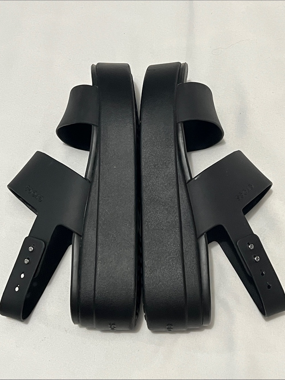 Crocs Brooklyn Black Low Wedge Platform Sandals - Picture 6 of 7